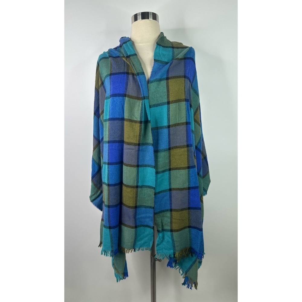 L.L.Bean Plaid Fringed Shawl